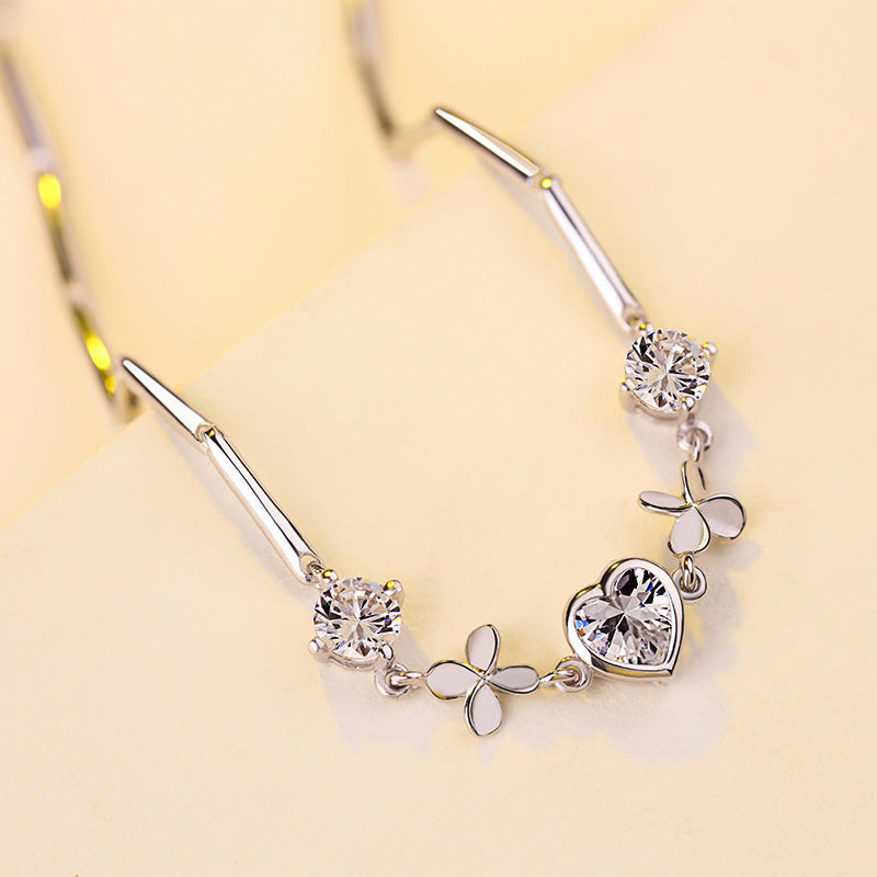 Bracelet en argent sterling S925 pour la Saint-Valentin, bijoux de fête Qixi, bracelet en argent sterling, bijoux de mode, nouveau trèfle en forme de cœur