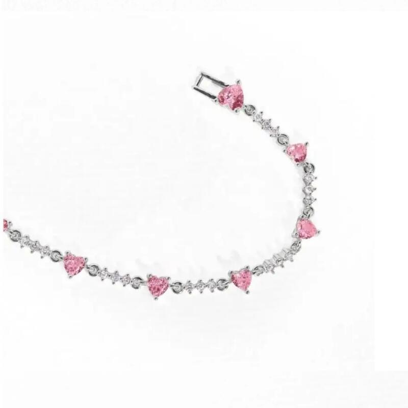 Bracelet en strass avec nœud en forme de cœur Y2K à la mode Bracelet en chaîne pour la Saint-Valentin