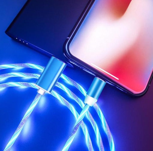 Compatible avec Apple, câble de ligne de données Flowing Ligh Magnetic Streamer pour iPhone Android Type-C