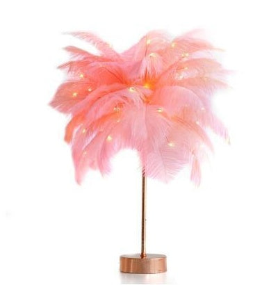 Lampe à plumes, lampe de bureau nordique, lampe de chevet de style européen, lampe de table à plumes, lumière nocturne, décoration moderne de lampe de table.
