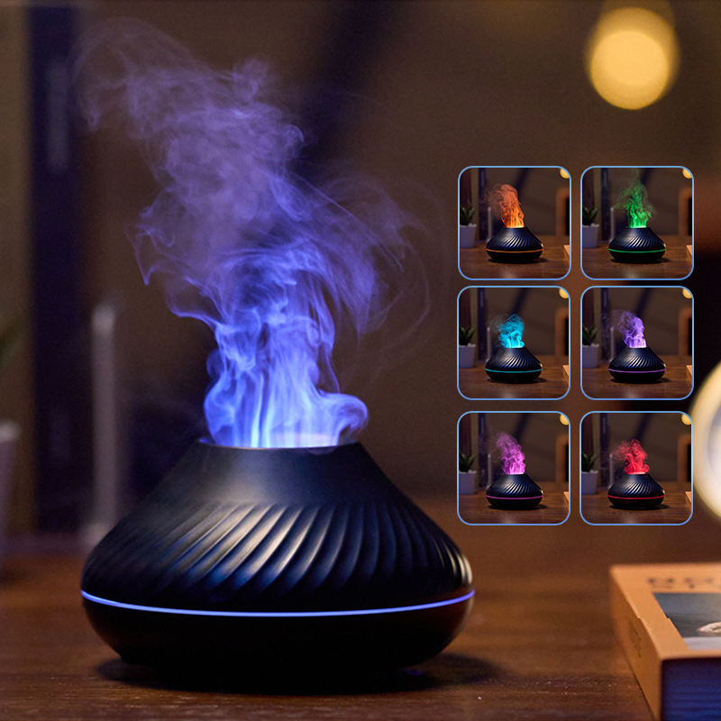 Diffuseur d'arôme à flamme RGB le plus récent 130Ml humidificateur à flamme colorée 3D diffuseur de feu volcanique