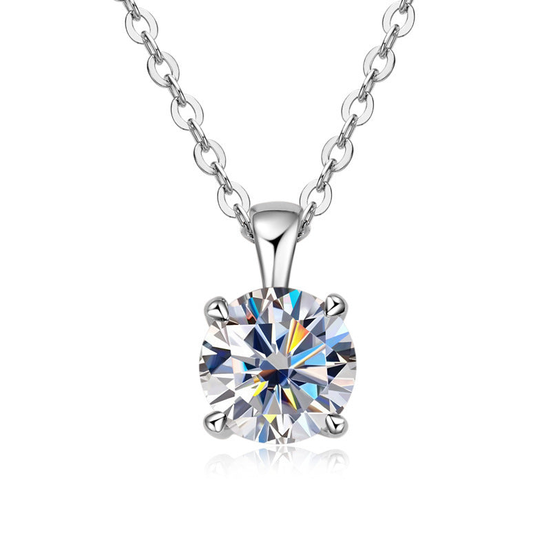 Collier classique à quatre griffes en diamants avec pendentif en or 18 carats plaqué argent 925 de haute qualité