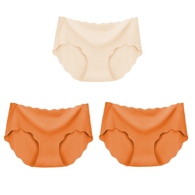 Lot de 3 sous-vêtements sans couture en soie pour femmes, culottes, lingerie sexy