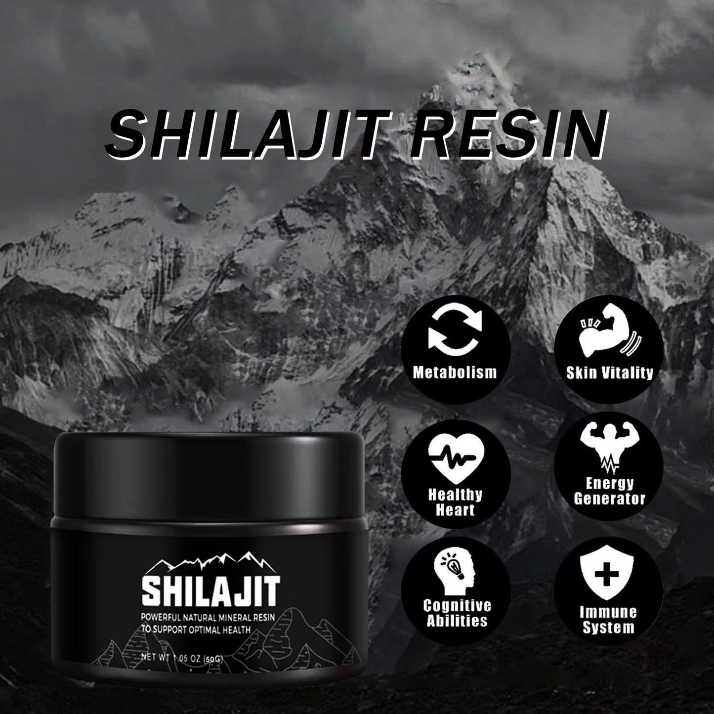 Shilajit Pure Himalayan 50 grammes de résine de Shilajit biologique naturelle, supplément de Shilajit de qualité or pour hommes et femmes avec 80 oligo-éléments et acide fulvique pour l'énergie et le soutien immunitaire