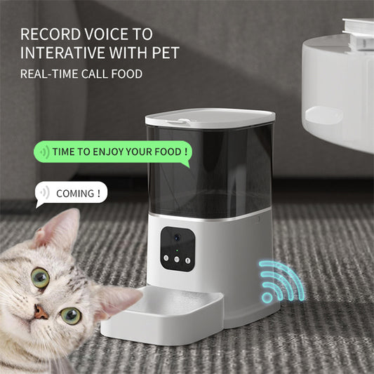 Distributeur automatique de nourriture pour animaux de compagnie grande capacité avec enregistreur vocal intelligent, contrôle par application, minuterie d'alimentation pour chats et chiens, avec bol pour animaux de compagnie WiFi.