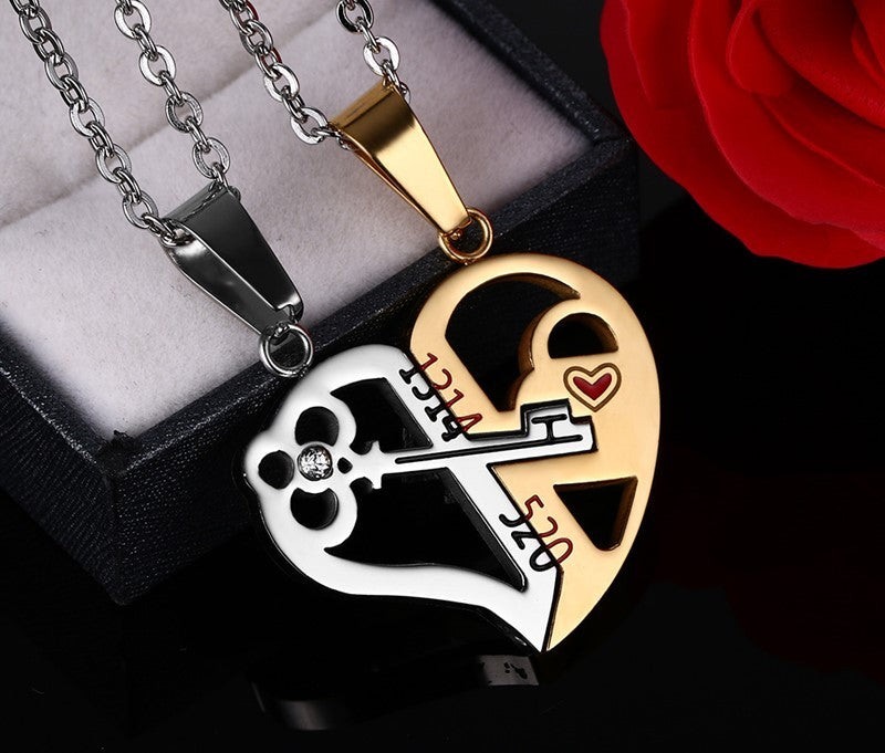 Ensemble de colliers avec pendentif Love pour amoureux, cadeaux de Saint-Valentin, collier à chaîne en acier inoxydable