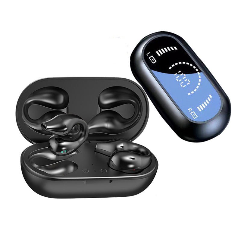 Casque d'écoute à conduction osseuse avec clip d'oreille, compatible Bluetooth 5.2, écouteurs sans fil HIFI, mains libres, tactiles, casque de sport à suppression de bruit avec micro