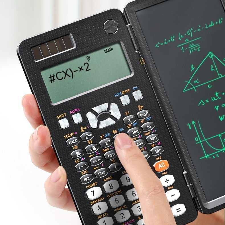 Calculatrices scientifiques pliables 2 en 1 avec fonction d'apprentissage et tablette d'écriture. Calculatrices scientifiques de bureau pliables.