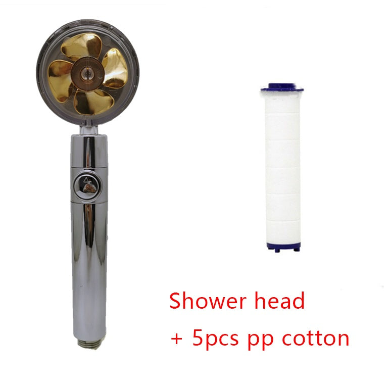 Pommeau de douche à économie d'eau, rotation à 360 degrés avec petit ventilateur, buse de pulvérisation haute pression ABS, accessoires de salle de bain.