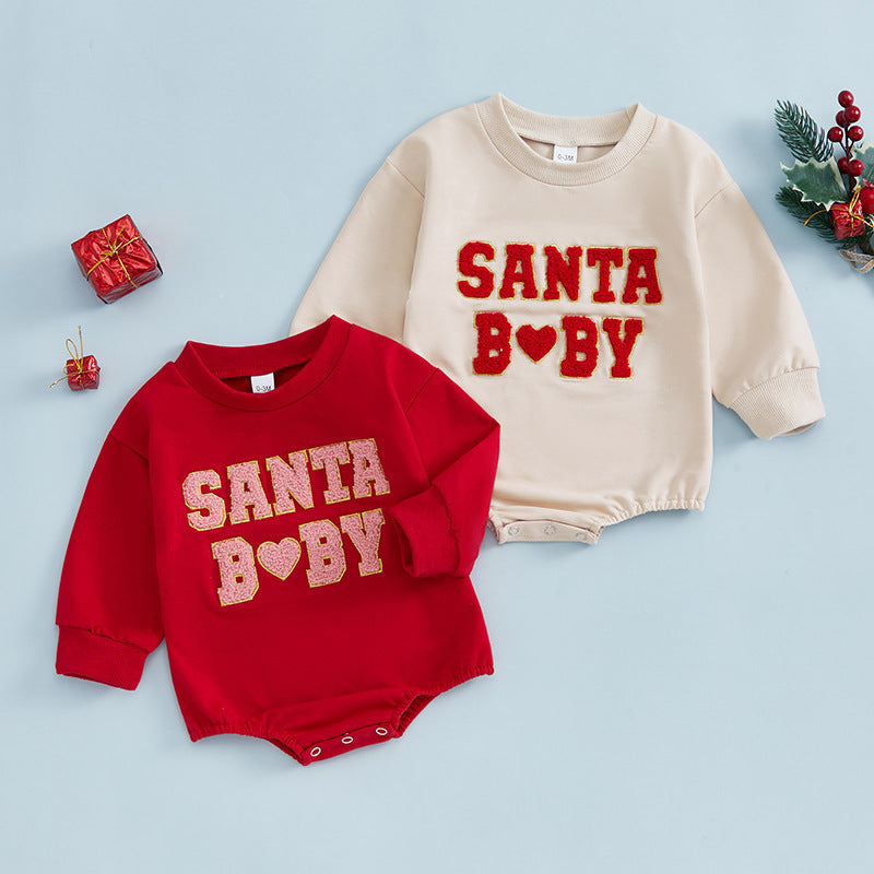 Vêtements de Noël pour filles et garçons, sweat-shirt décontracté, combinaison mignonne avec lettres, combinaison à manches longues, bodys pour nouveau-nés.