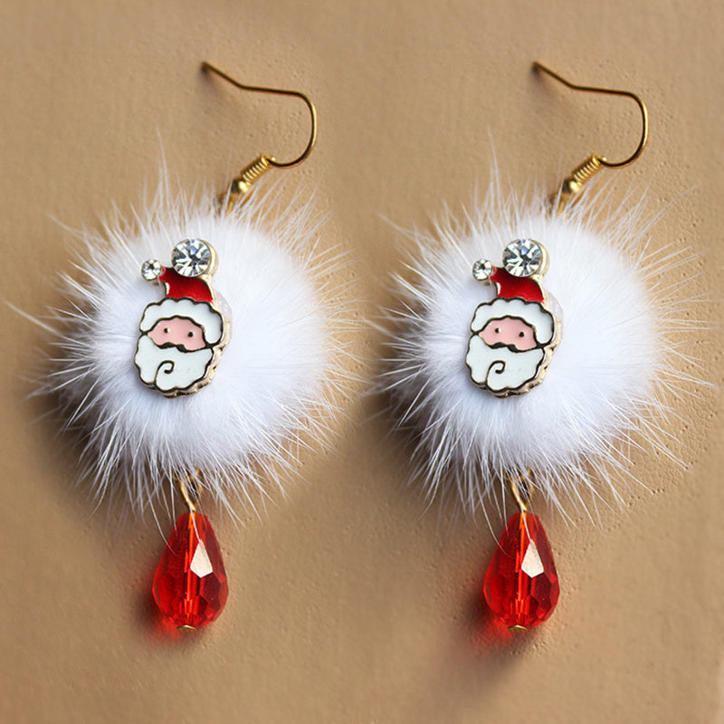 Boucles d'oreilles en ruban de flocon de neige de Noël Cloche de dessin animé Cadeau de Noël