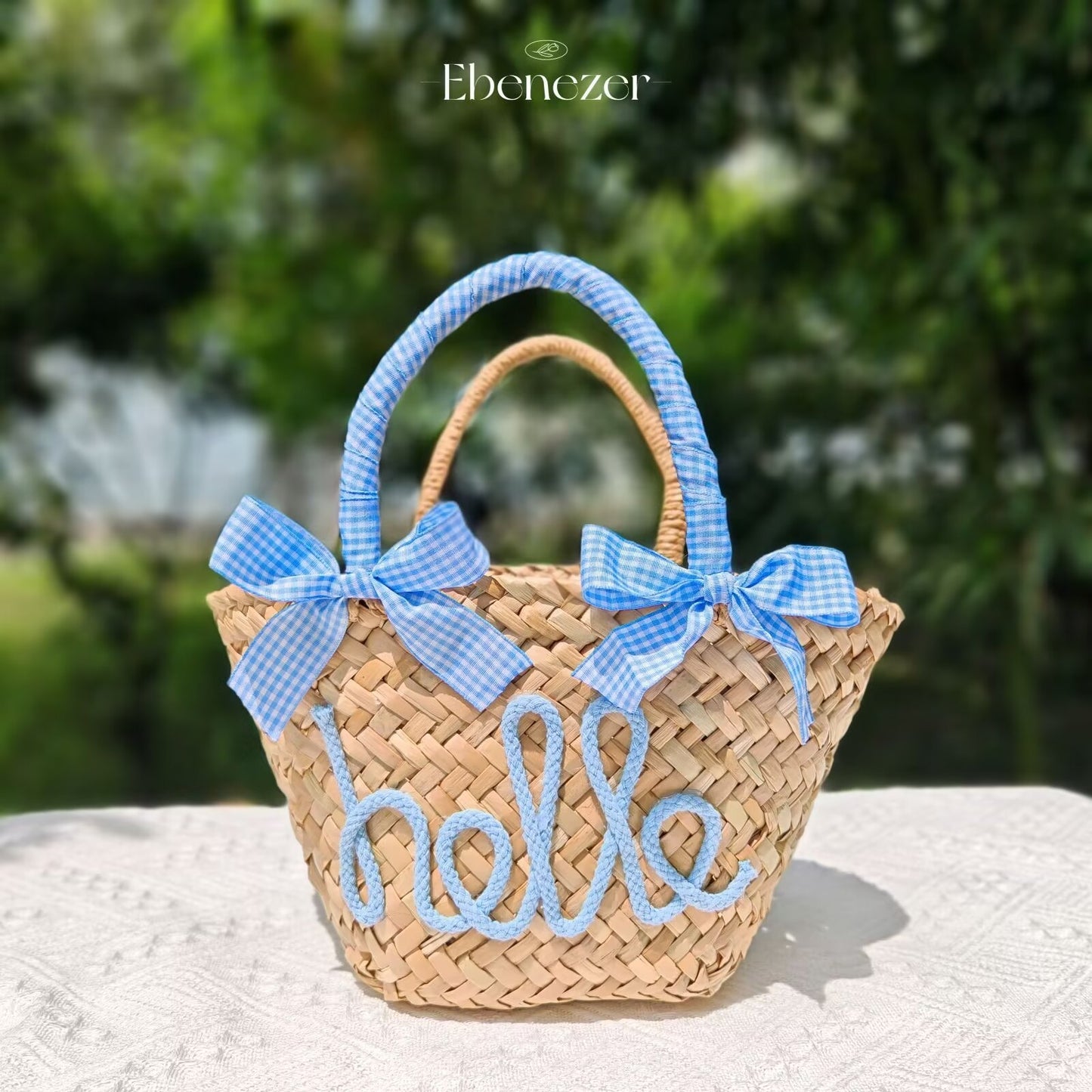 Sac à main tissé couleur bonbon avec lettres personnalisées