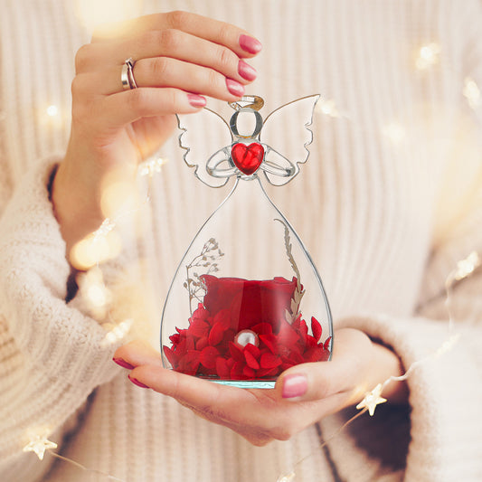 Fleur préservée en verre, Décoration créative Cadeau de Noël Rose de Saint-Valentin