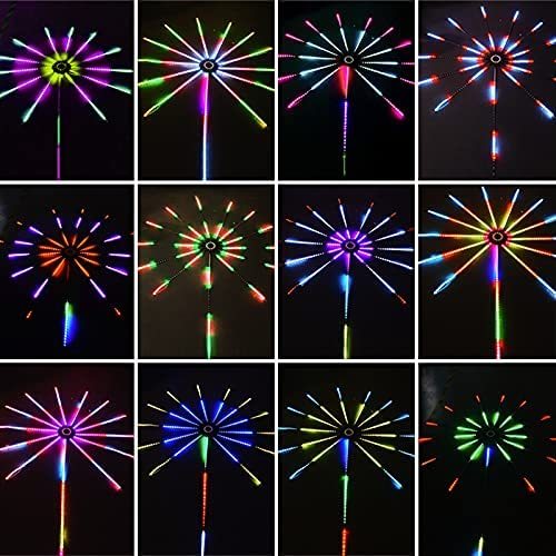 Lumières de feu d'artifice bande LED synchronisation sonore avec musique changement de couleur télécommande lumière de feu d'artifice pour fête en chambre