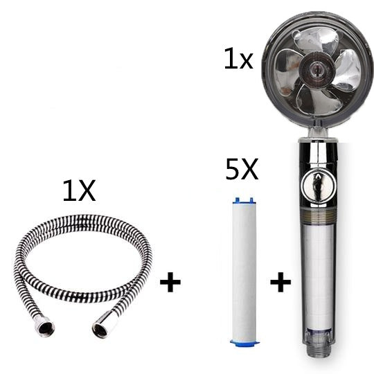 Pommeau de douche à hélice avec bouton d'arrêt et filtre en coton Buse de douche à main haute pression turbocompressée