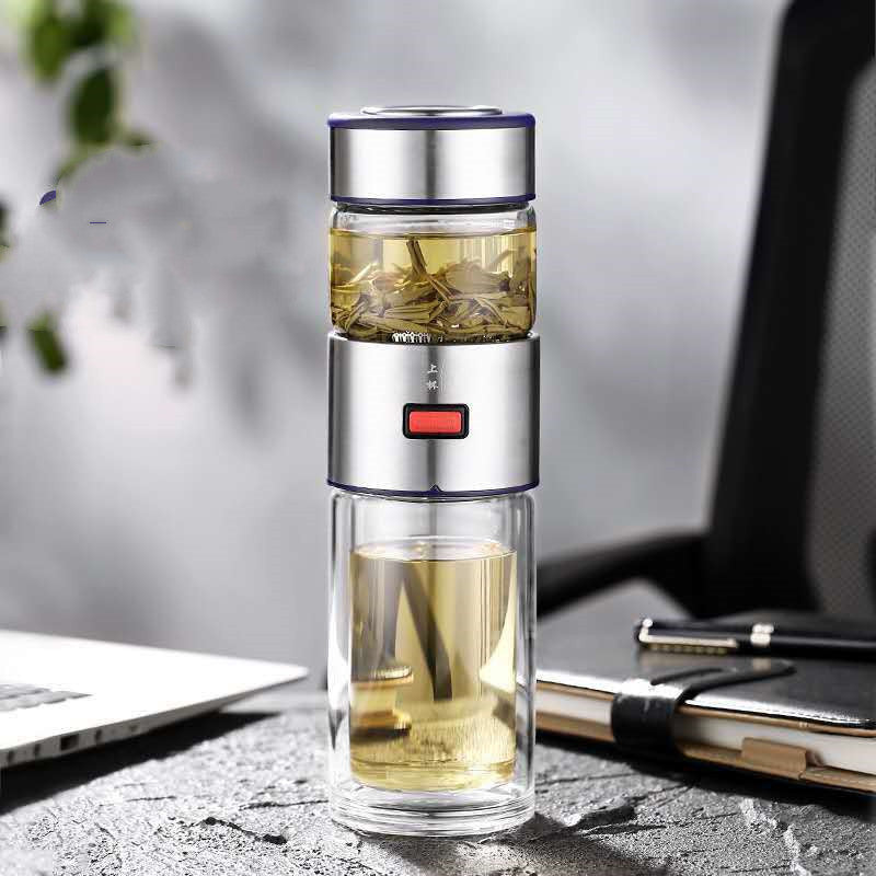 Coffret cadeau portable en verre pour séparer le thé et l'eau de la voiture