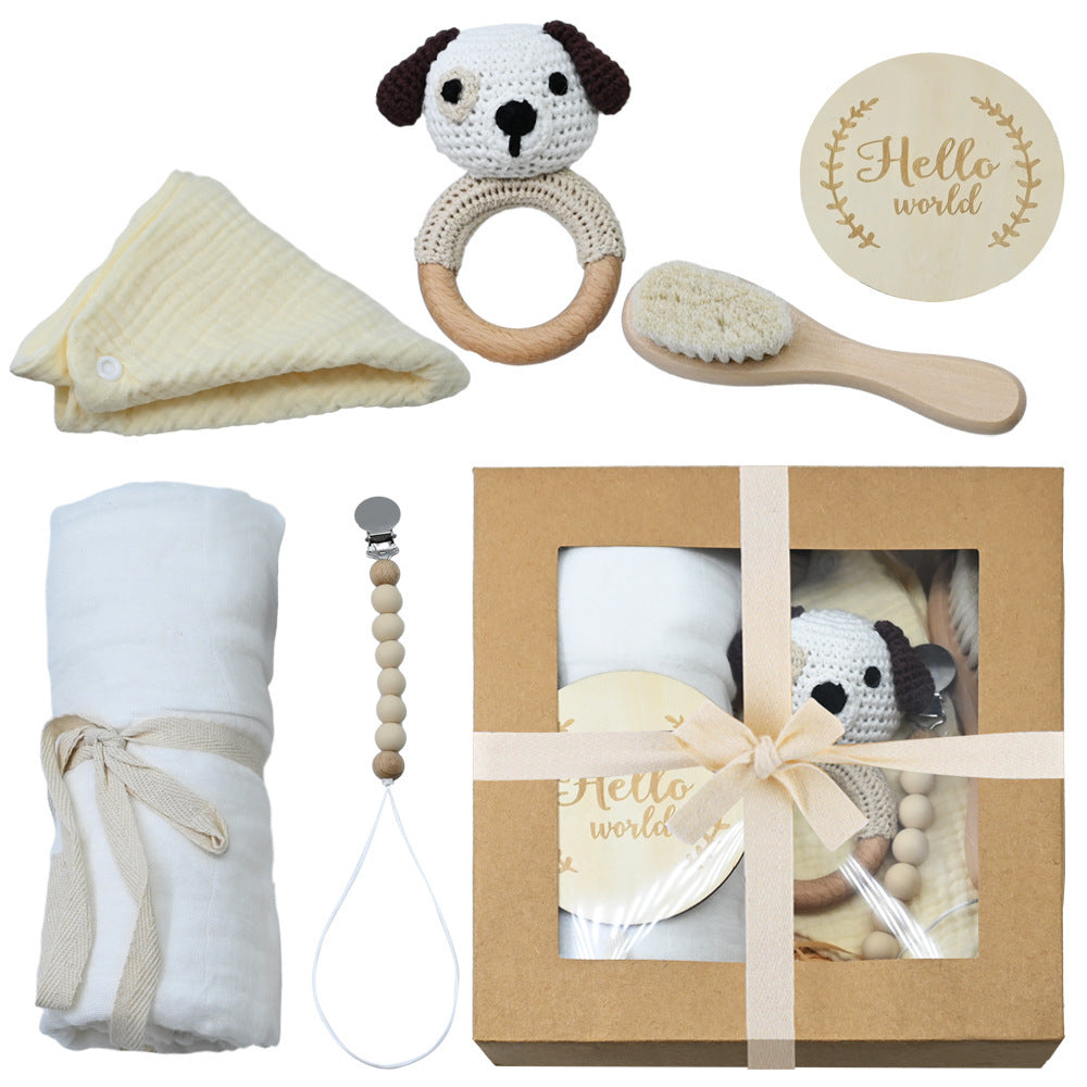 Coffret cadeau en bois de hochet pour bébé, convient aux nouveau-nés et aux bébés d'un mois.