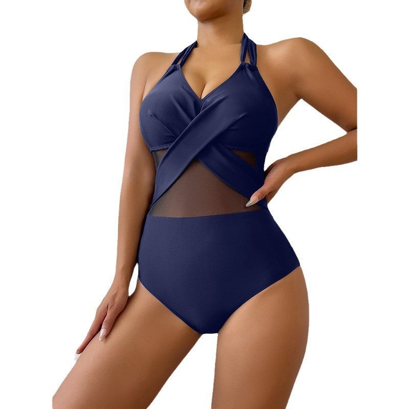 Maillot de bain une pièce tendance de couleur unie