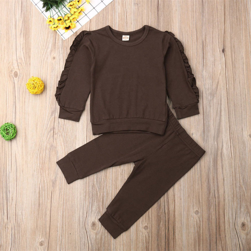 Vêtements pour bébés nouveau-nés garçons filles, ensemble de 2 pièces avec sweat-shirt à manches longues unis et pantalons, vêtements d'automne.