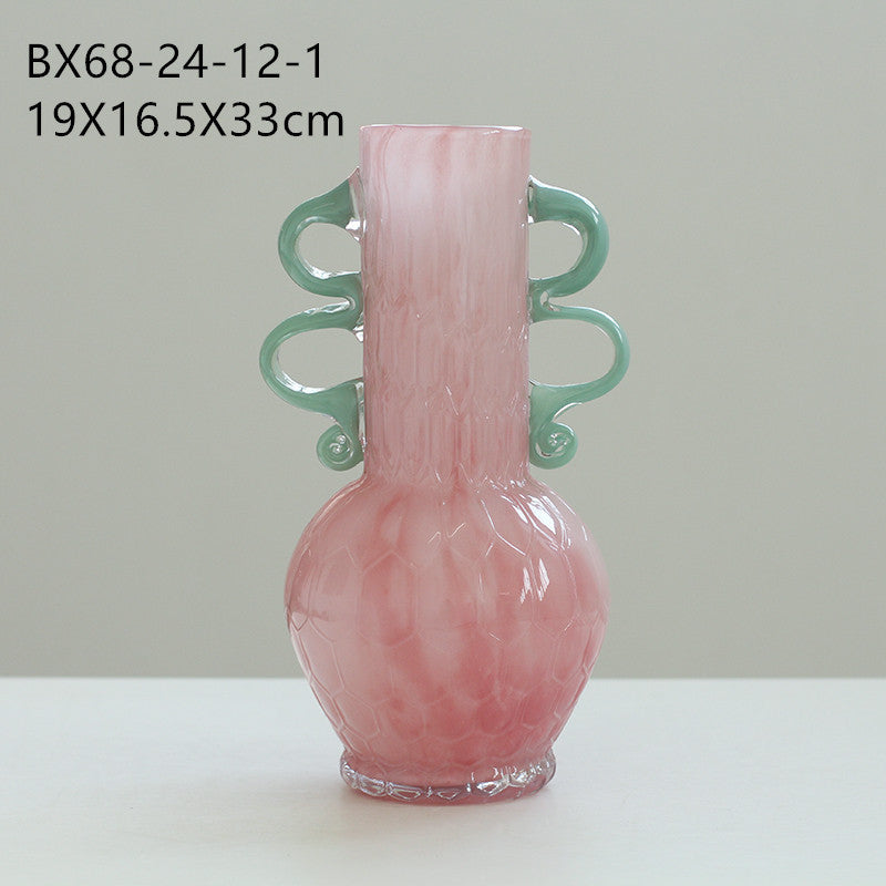 Décoration de comptoir de couloir douce et vase coloré