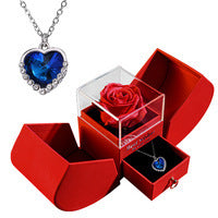 Coffret cadeau pomme rose éternelle collier femme bijoux mariage Saint Valentin