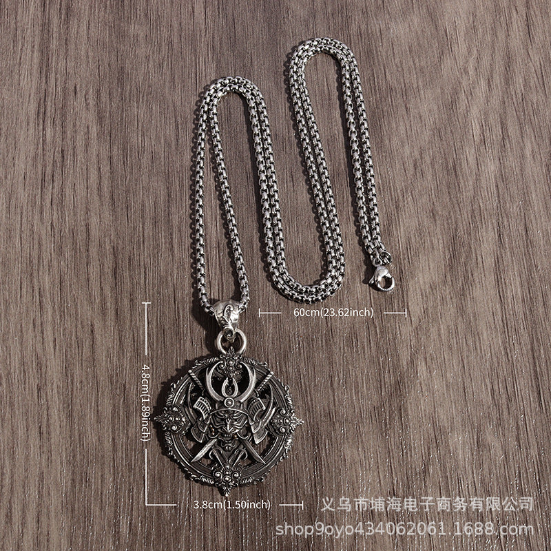 Collier pendentif diable samouraï pour homme, bijoux tendance, cadeau