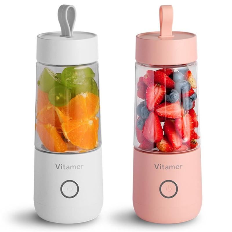 Mixeur à jus électrique portable de 350 ml, rechargeable par USB, pour smoothies et slushies, bouteille de mixeur à jus, gadgets de cuisine avec chargement USB.