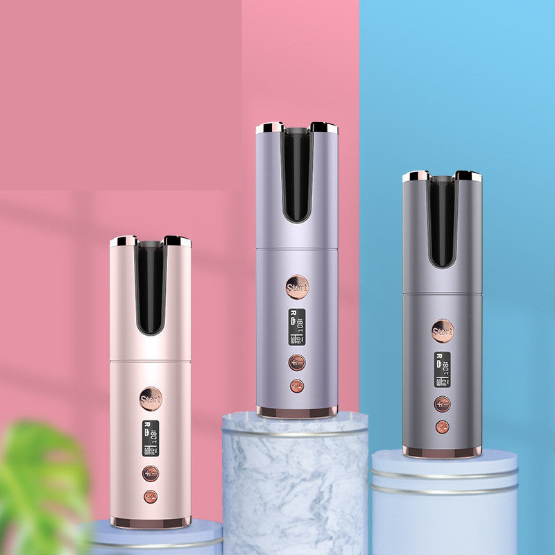 Fer à friser sans fil rechargeable, appareil à friser électrique, entièrement automatique, rotatif et portable pour coiffeur.