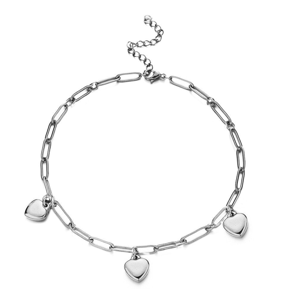 Bracelet en acier inoxydable avec pendentif en forme de cœur et chaîne carrée pour femme, cadeau de Saint Valentin