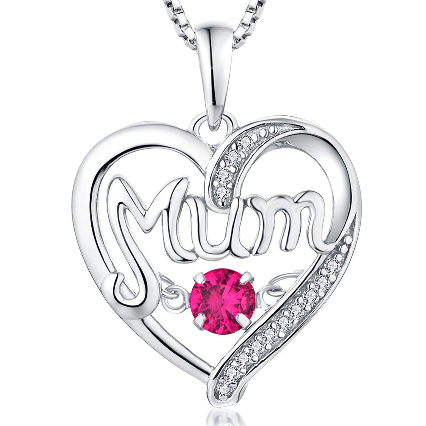 Collier MoM en argent S925 avec cœur pulsatile, cadeau de fête des mères, pendentif intelligent avec pierres de naissance