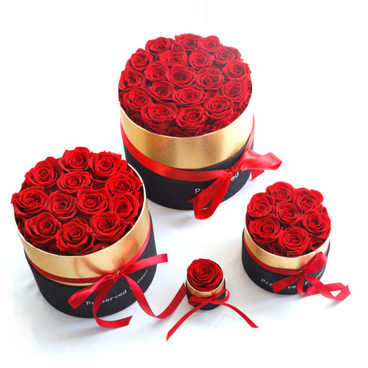 Roses éternelles dans une boîte, fleurs de rose réelles préservées avec ensemble de boîte, cadeau romantique pour la Saint-Valentin, fleurs artificielles.