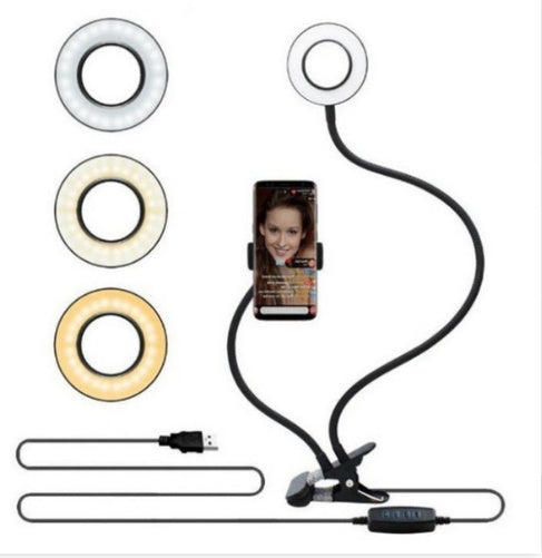 Lumière d'autoportrait LED pour un éclairage de maquillage ajustable en direct - Support de 8 cm