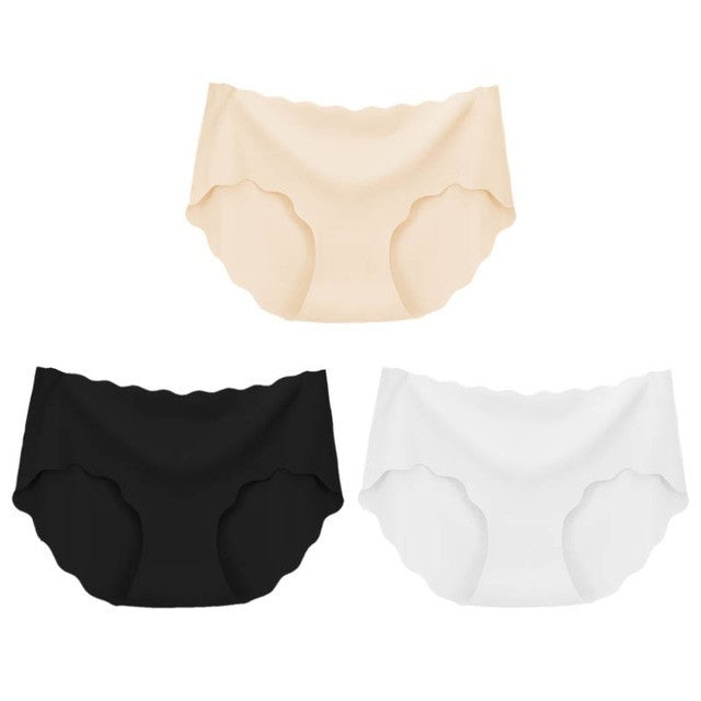 Lot de 3 sous-vêtements sans couture en soie pour femmes, culottes, lingerie sexy