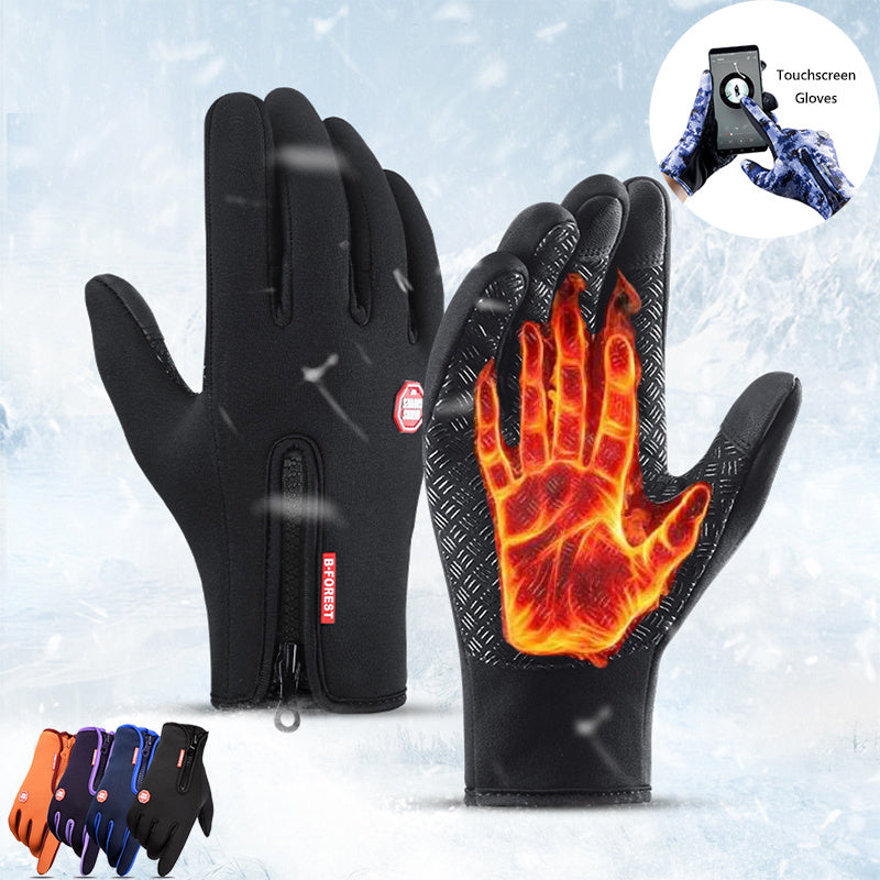 Gants d'hiver pour écran tactile, gants de sport imperméables pour moto et glisse avec polaire