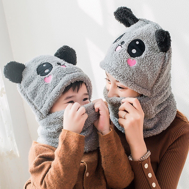 Chapeau en une pièce pour bébé avec protection des oreilles, chapeau panda pour garçons et filles d'hiver.