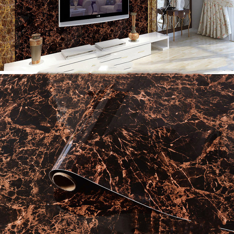 Marble effect kitchen furniture renovation wallpaper, water and high temperature resistant.