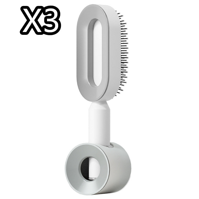 Brosse à cheveux auto-nettoyante pour femmes, brosse de massage du cuir chevelu avec airbag anti-perte de cheveux et nettoyage à une touche, brosse anti-statique.