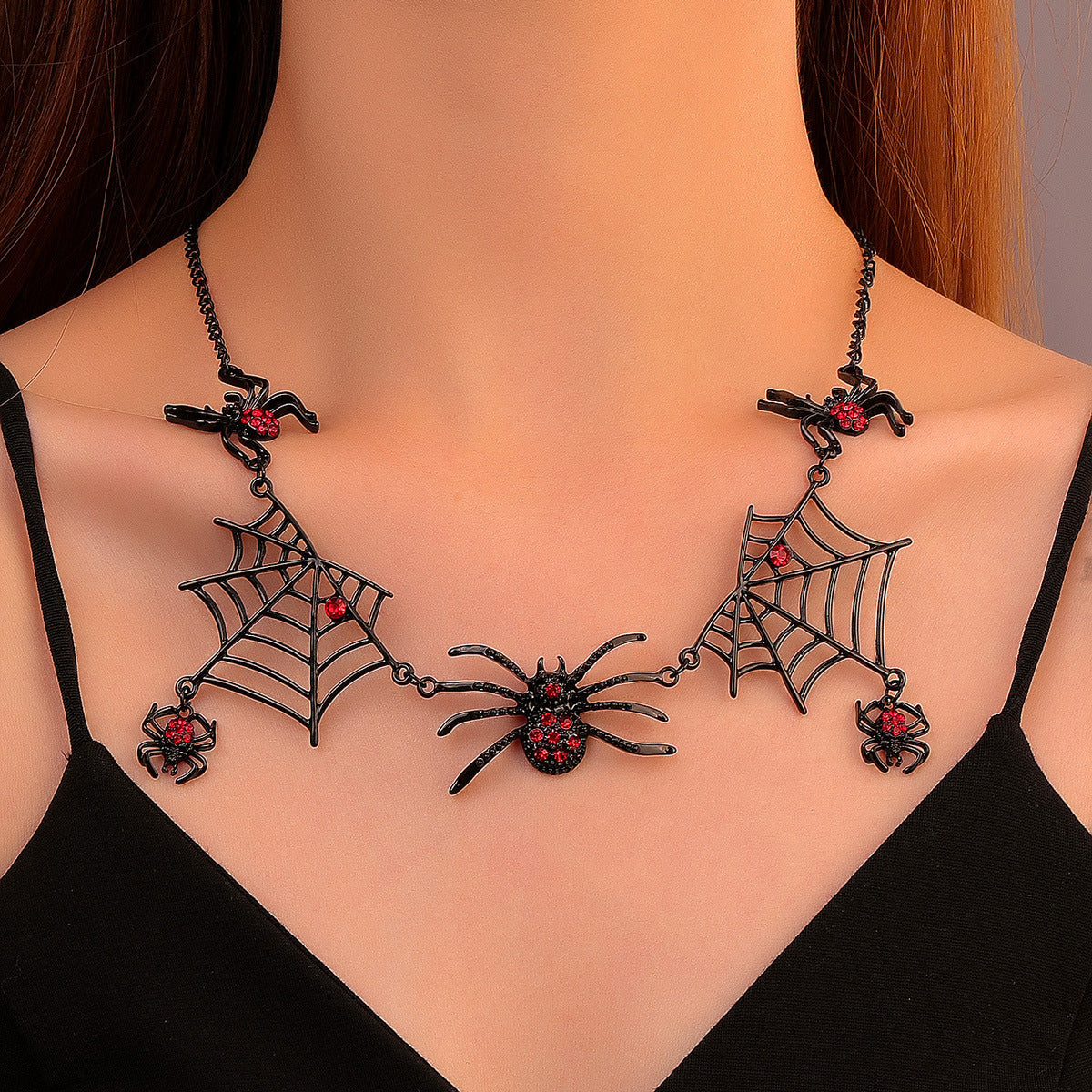 Collier d'araignée et de toile d'araignée d'Halloween Collier de clavicule de personnalité Accessoires de bijoux de mode