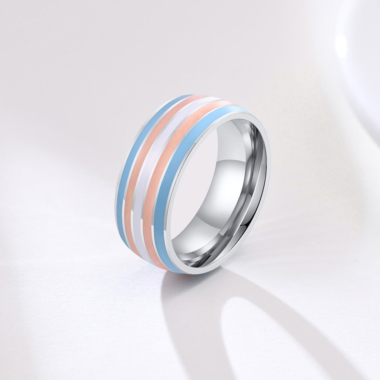 Bague de couleur 8 mm pour homme avec drapeau de la même couleur, bijoux de commerce extérieur en gros, couleur arc-en-ciel