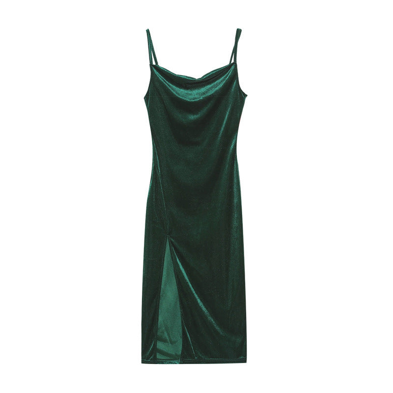 Robe longue sans manches à bretelles slim, mode, unie, pour femmes.