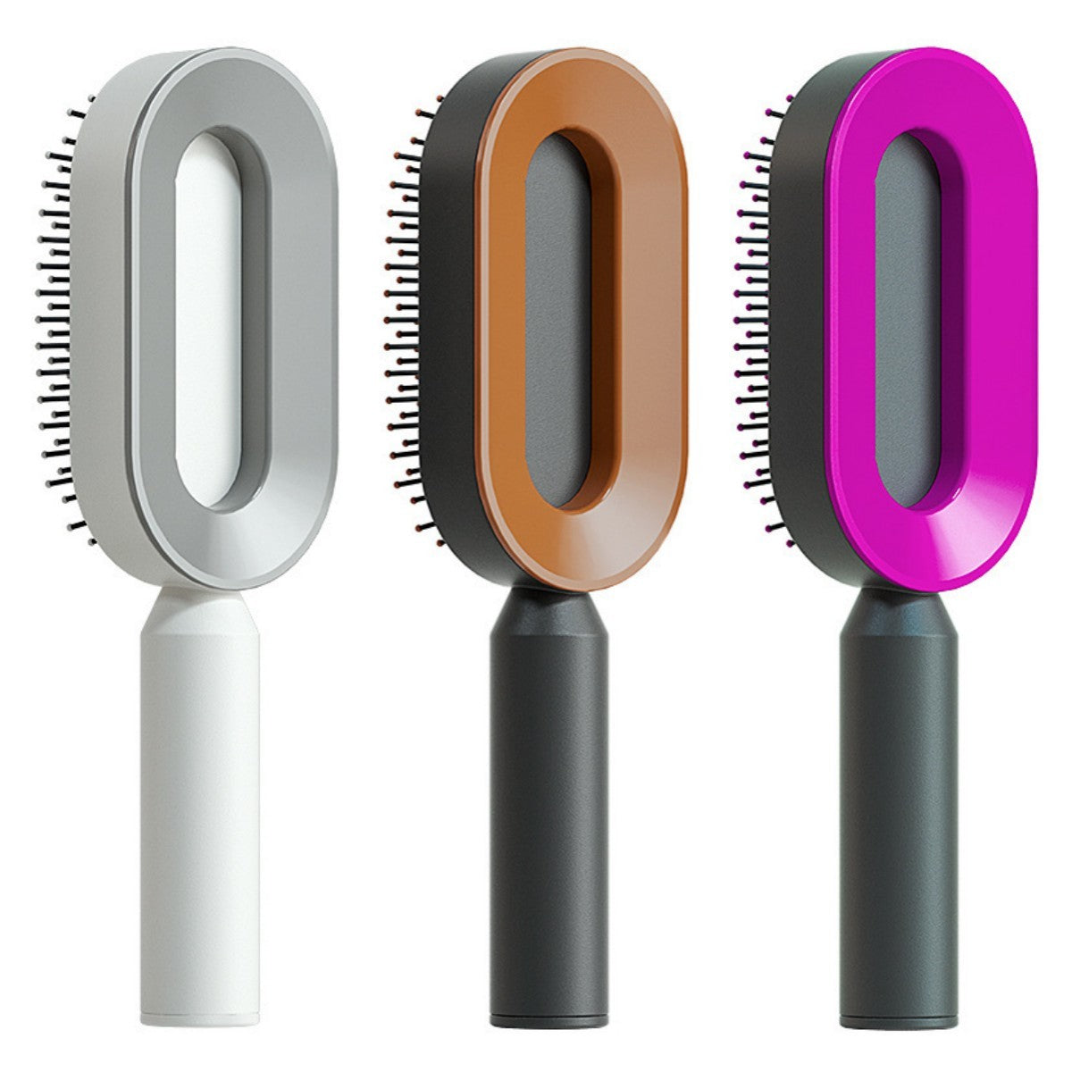 Brosse à cheveux auto-nettoyante pour femmes, brosse de massage du cuir chevelu avec airbag anti-perte de cheveux et nettoyage à une touche, brosse anti-statique.