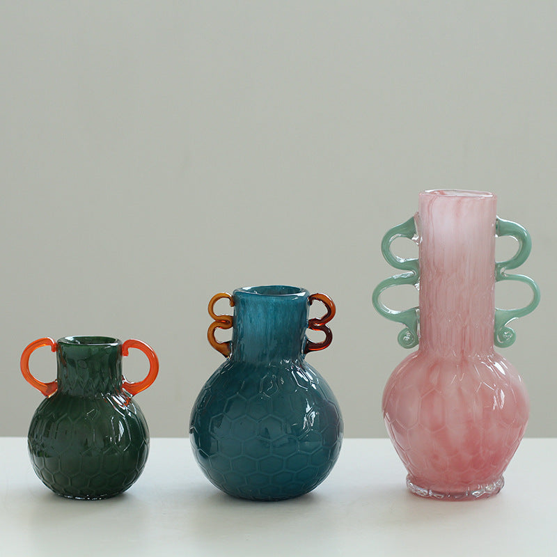 Décoration de comptoir de couloir douce et vase coloré
