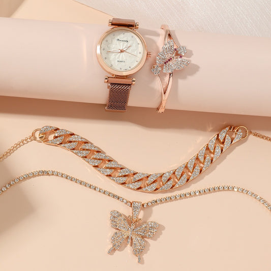 Coffret cadeau ensemble montres à quartz et bijoux pour femme