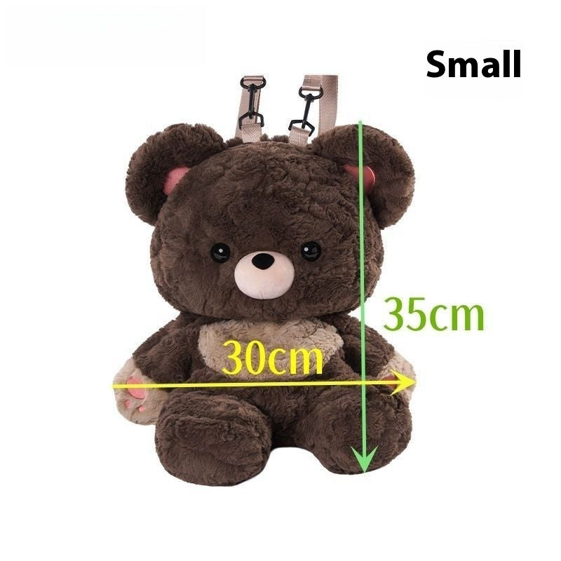 Sac de couple ours d'amour mignon sac en peluche polyvalent sac à dos épaule poupée petit sac d'école femmes hommes sacs marron