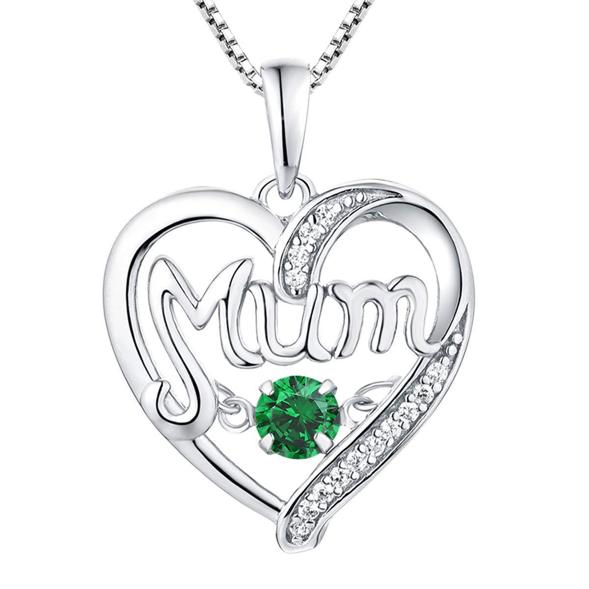 Collier MoM en argent S925 avec cœur pulsatile, cadeau de fête des mères, pendentif intelligent avec pierres de naissance