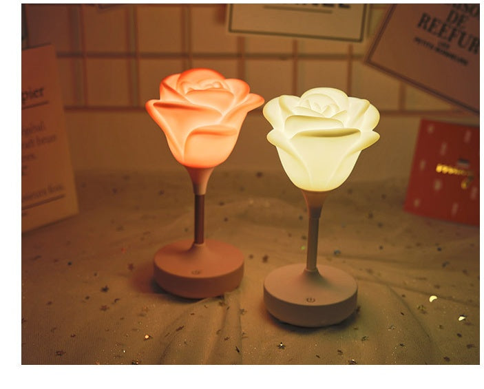 Veilleuse USB Touch Rose créative en silicone pour chambre à coucher