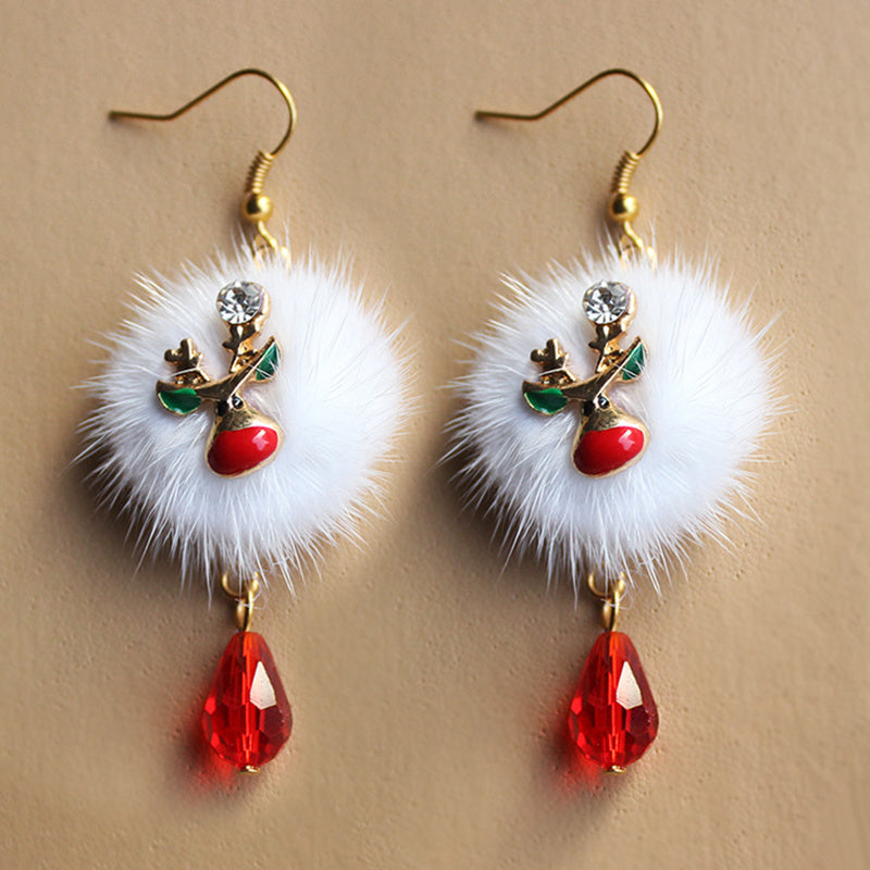 Boucles d'oreilles en ruban de flocon de neige de Noël Cloche de dessin animé Cadeau de Noël