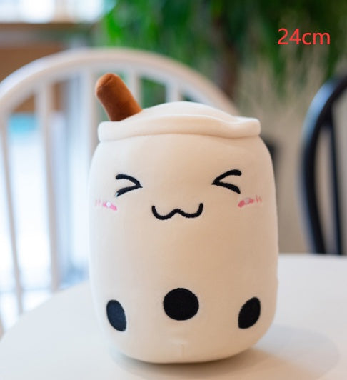 Jouet en peluche de tasse de thé au lait à la fraise, boisson en peluche douce, coussin de thé à bulles, cadeau pour enfants.