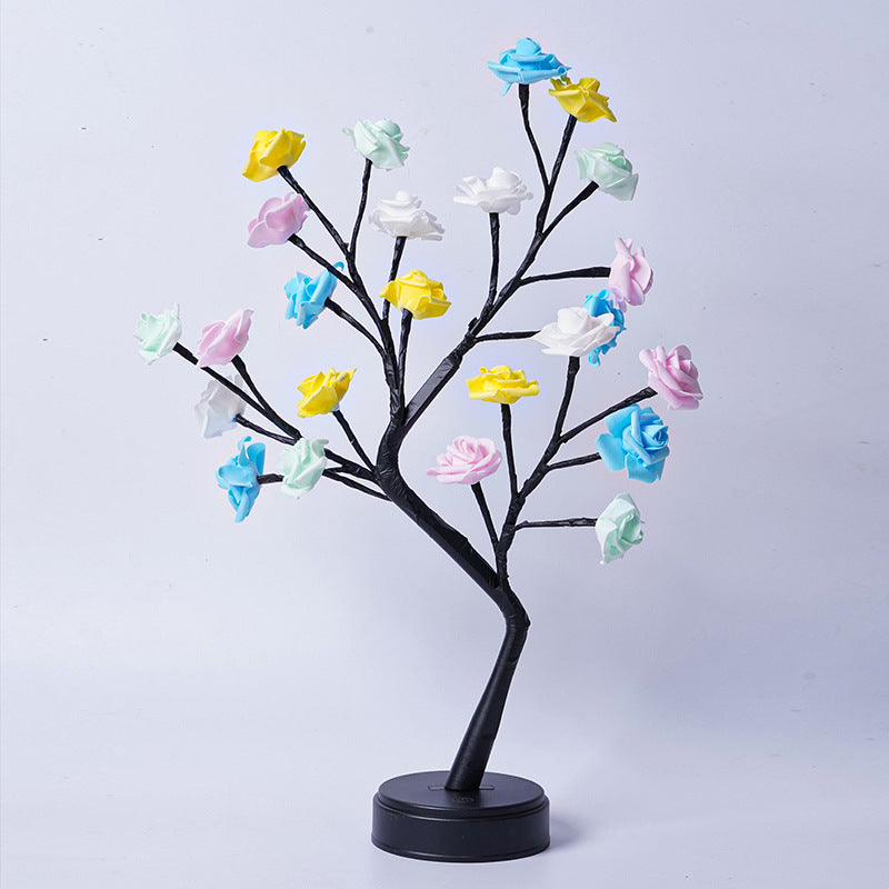 Lampe de table fleur arbre rose lampes fées bureau lumières de nuit fonctionnant sur USB cadeaux pour mariage Saint-Valentin Noël décoration