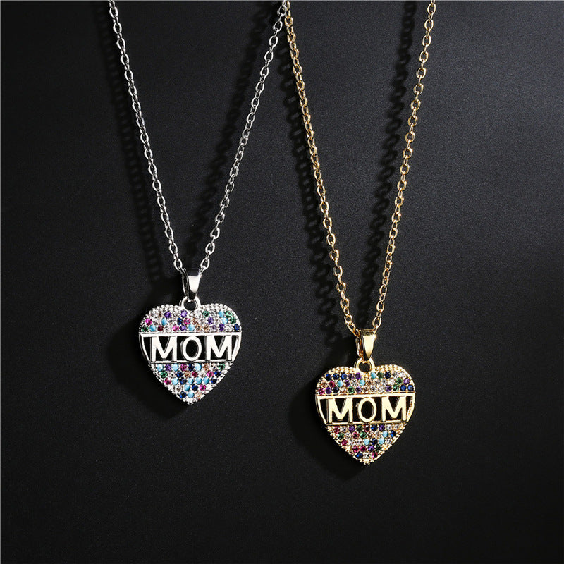 Collier pendentif coeur pêche MOM en cuivre cadeau fête des mères